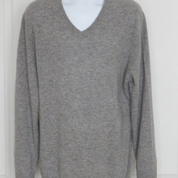NWT Men’s Luxury 2-PLY Cashmere Promo Club Room V-NECK Grey Heather Sweater XL - Picture 3 of 7